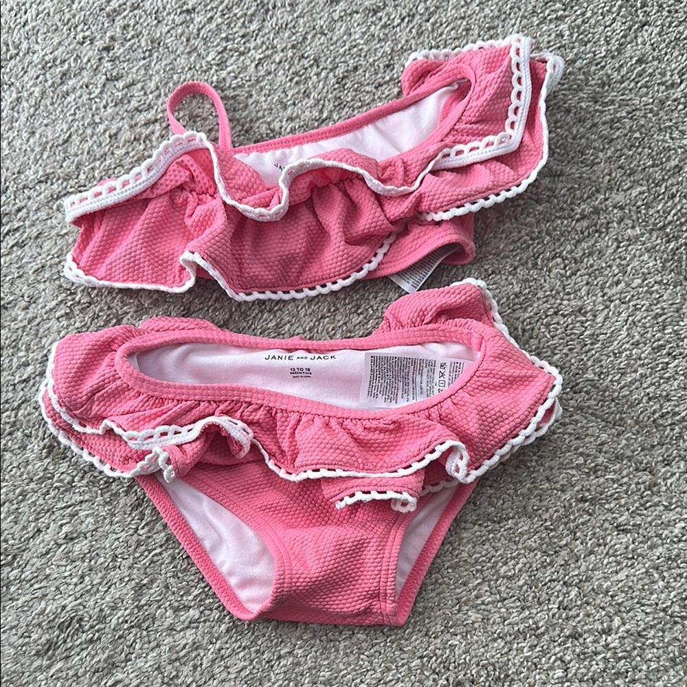 Janie and Jack. Pink Ruffled Swimsuit Set